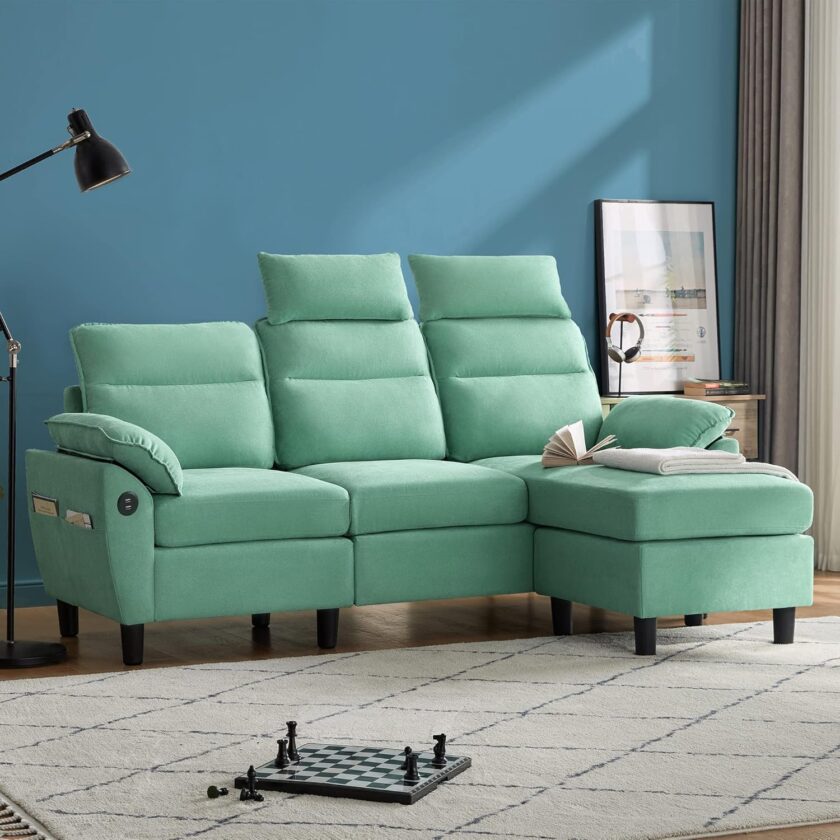 LINSY HOME Loveseat Sofa, Small Sofa with 2 USB Charging Ports and Side Pockets, 2 Seat Loveseat Couch for Small Spaces, Living Room, Cushion Covers Removable, Tool-Free Assembly, Dark Grey - Image 7
