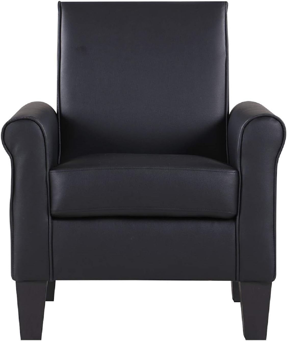 Lohoms Modern Faux Leather Accent Chair Upholstered Living Room Arm Chairs Comfy Single Sofa Chair Black - Image 3