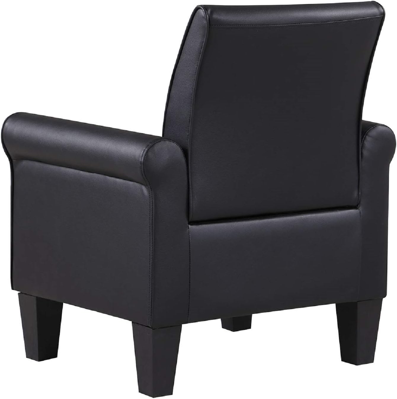 Lohoms Modern Faux Leather Accent Chair Upholstered Living Room Arm Chairs Comfy Single Sofa Chair Black - Image 5