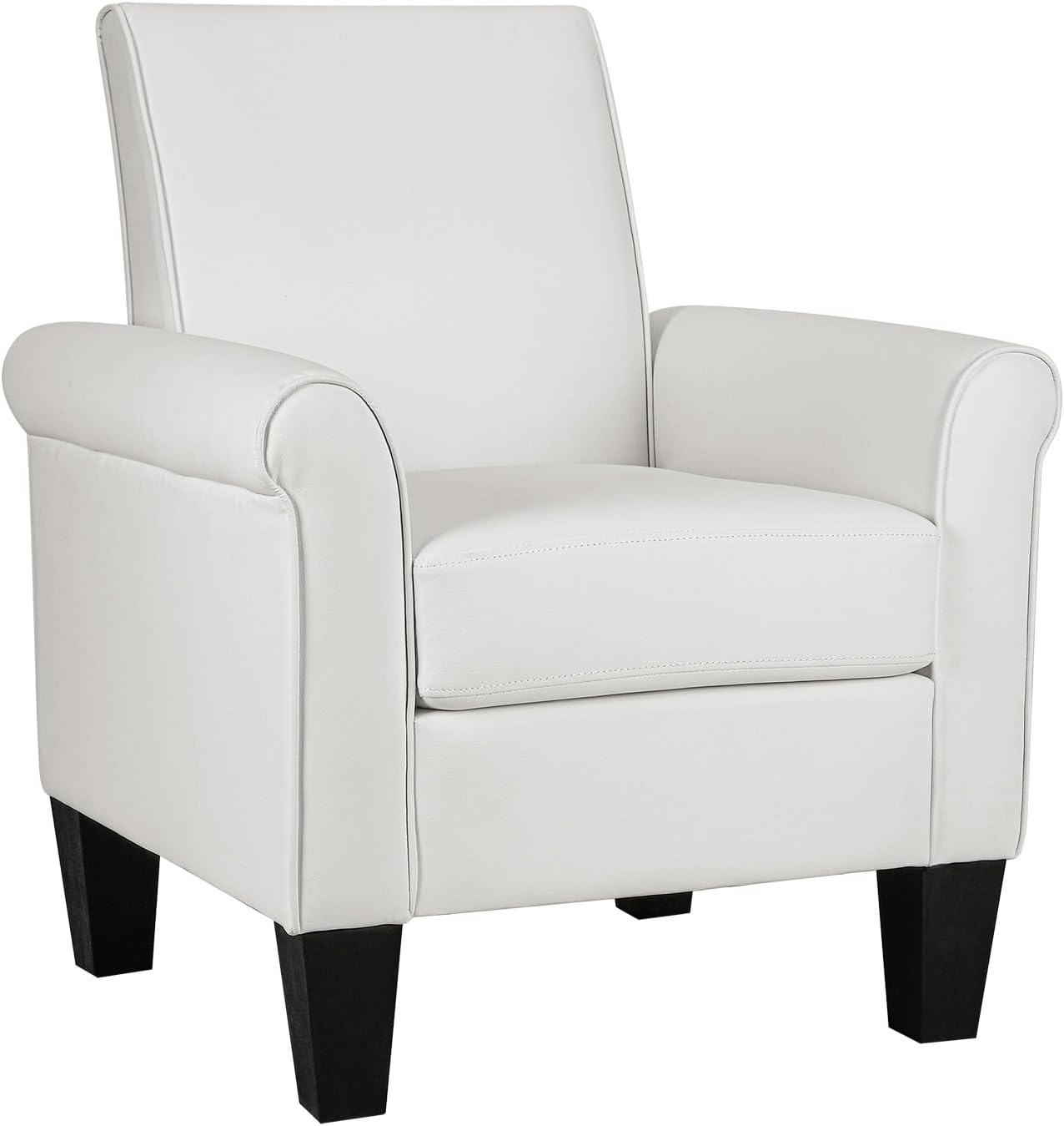 Lohoms Modern Faux Leather Accent Chair Upholstered Living Room Arm Chairs Comfy Single Sofa Chair Black - Image 10