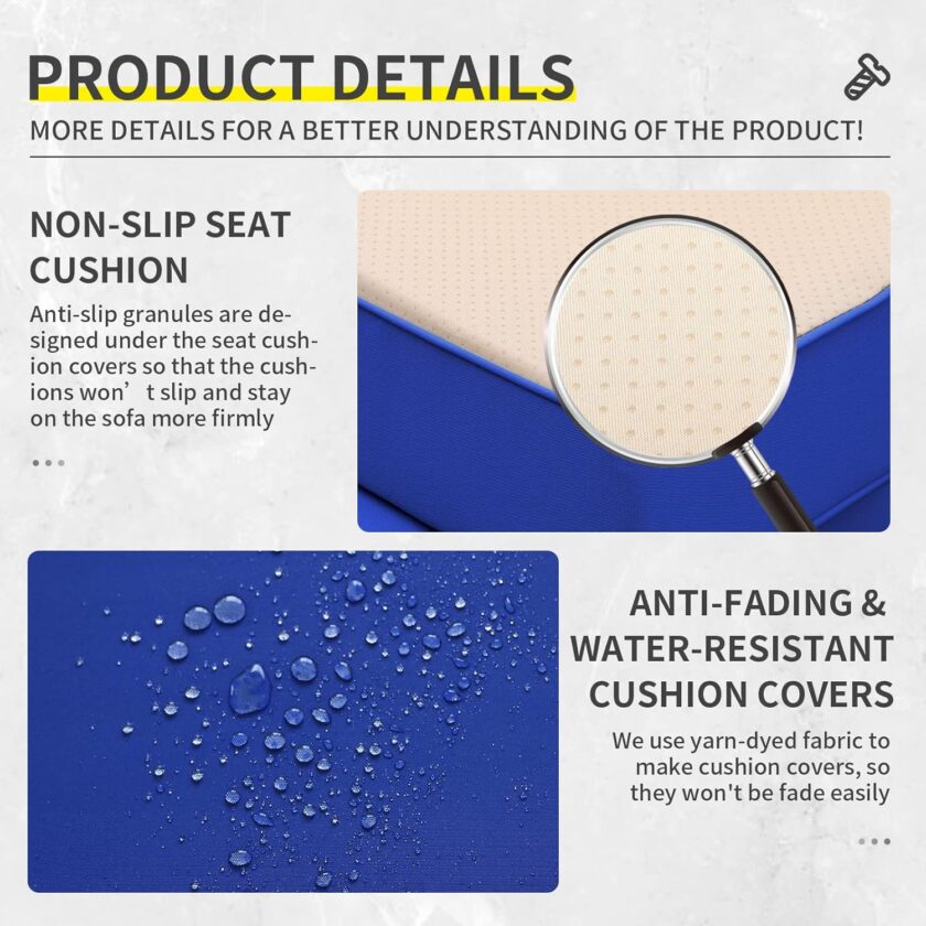Lviden 6 Pieces Wicker Patio Furniture Sets Outdoor Conversation Set PE Rattan Sectional Sofa Couch with Storage Table and Royal Blue Cushions - Image 5
