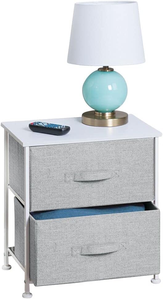 mDesign Small Storage Dresser End\/Side Table Night Stand with 2 Removable Fabric Drawers - Organizer for Bedroom, Living Room, Closet - Hold Clothes, Linens, Accessories, Lido Collection, Dark Brown - Image 10