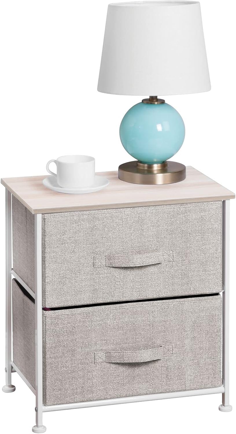 mDesign Small Storage Dresser End\/Side Table Night Stand with 2 Removable Fabric Drawers - Organizer for Bedroom, Living Room, Closet - Hold Clothes, Linens, Accessories, Lido Collection, Dark Brown - Image 11