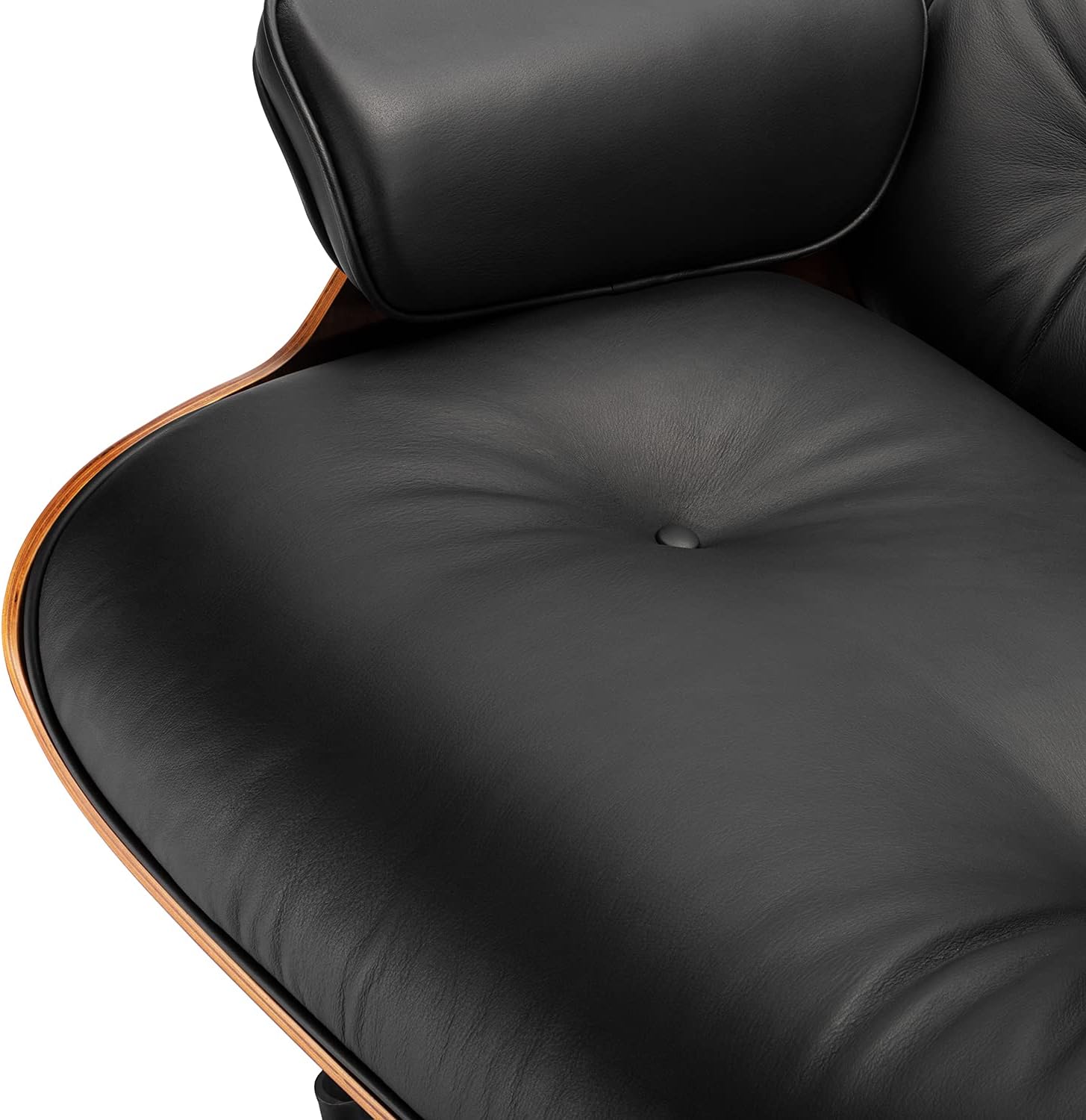 Mid Century Lounge Chair and Ottoman, Modern Chair Classic Design, Top Black Grain Leather Palisander Wood, Heavy Duty Base Support for Living Room Study Lounge Office - Image 4