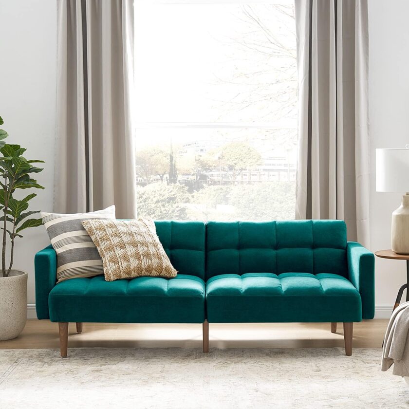 mopio Chloe Futon Sofa Bed, Convertible Sleeper Sofa with Tapered Wood Legs, 77.5" W, Small Splitback Sofa for Living Room, Twin - Image 17