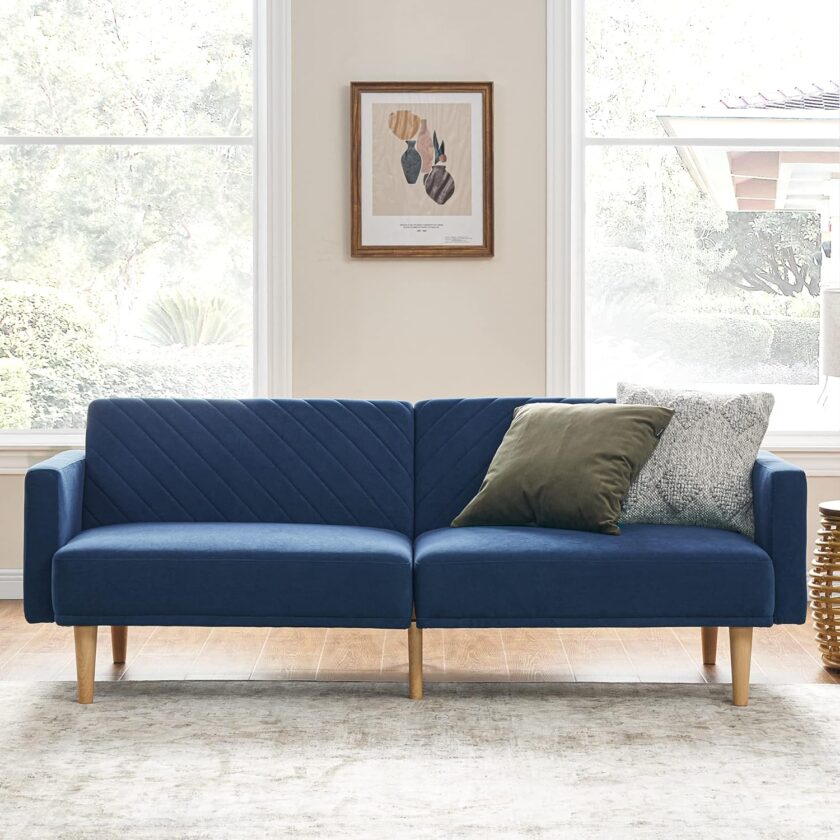 mopio Chloe Futon Sofa Bed, Convertible Sleeper Sofa with Tapered Wood Legs, 77.5" W, Small Splitback Sofa for Living Room, Twin - Image 11