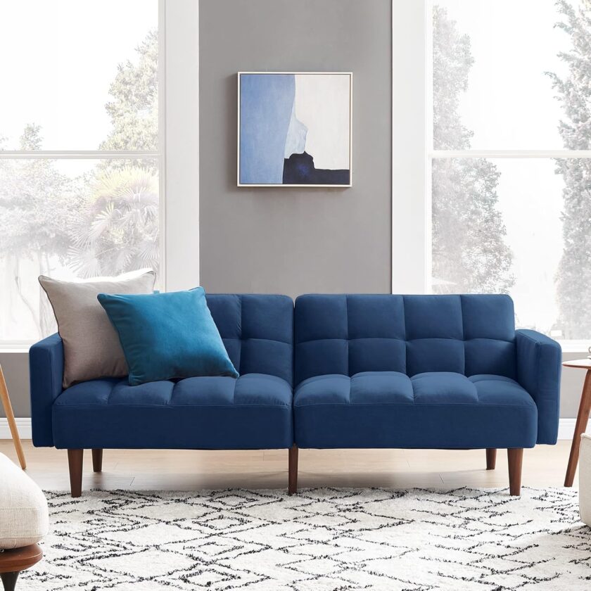 mopio Chloe Futon Sofa Bed, Convertible Sleeper Sofa with Tapered Wood Legs, 77.5" W, Small Splitback Sofa for Living Room, Twin - Image 14