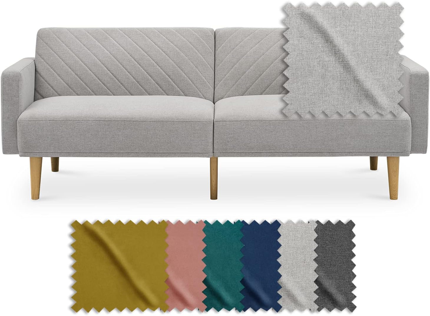 mopio Chloe Futon Sofa Bed, Convertible Sleeper Sofa with Tapered Wood Legs, 77.5" W, Small Splitback Sofa for Living Room, Twin - Image 12