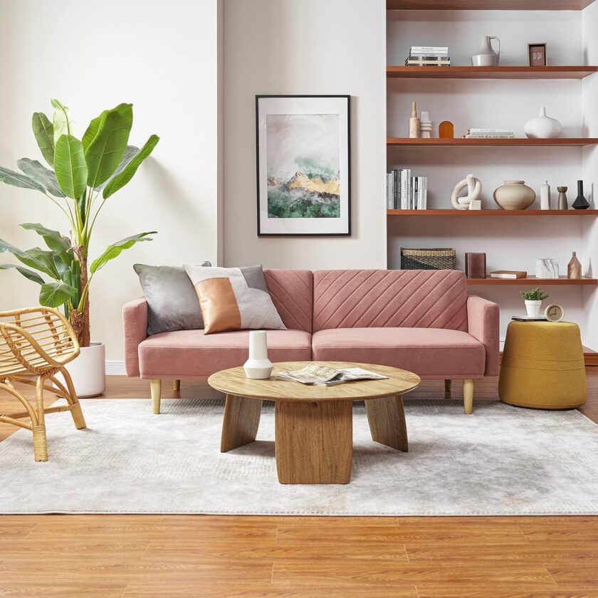 mopio Chloe Futon Sofa Bed, Convertible Sleeper Sofa with Tapered Wood Legs, 77.5" W, Small Splitback Sofa for Living Room, Twin - Image 4
