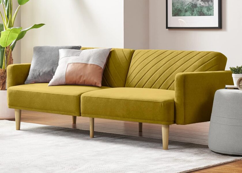 mopio Chloe Futon Sofa Bed, Convertible Sleeper Sofa with Tapered Wood Legs, 77.5" W, Small Splitback Sofa for Living Room, Twin - Image 16