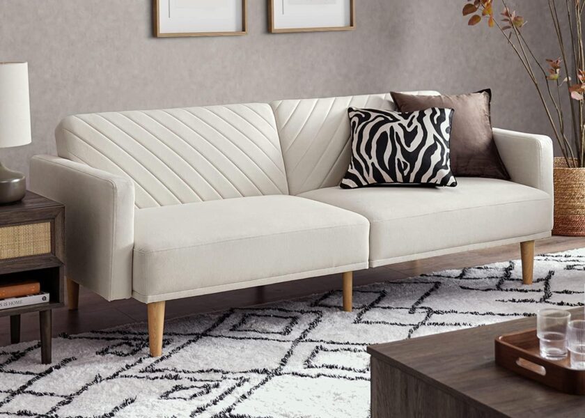 mopio Chloe Futon Sofa Bed, Convertible Sleeper Sofa with Tapered Wood Legs, 77.5" W, Small Splitback Sofa for Living Room, Twin - Image 15