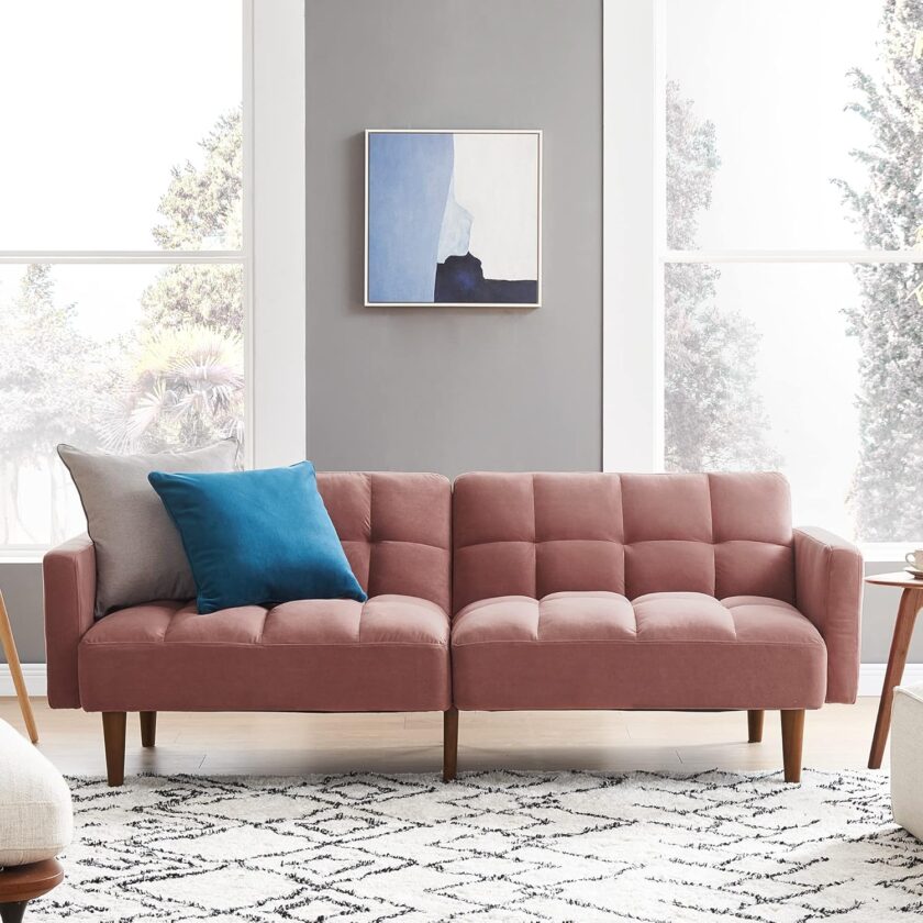 mopio Chloe Futon Sofa Bed, Convertible Sleeper Sofa with Tapered Wood Legs, 77.5" W, Small Splitback Sofa for Living Room, Twin - Image 20