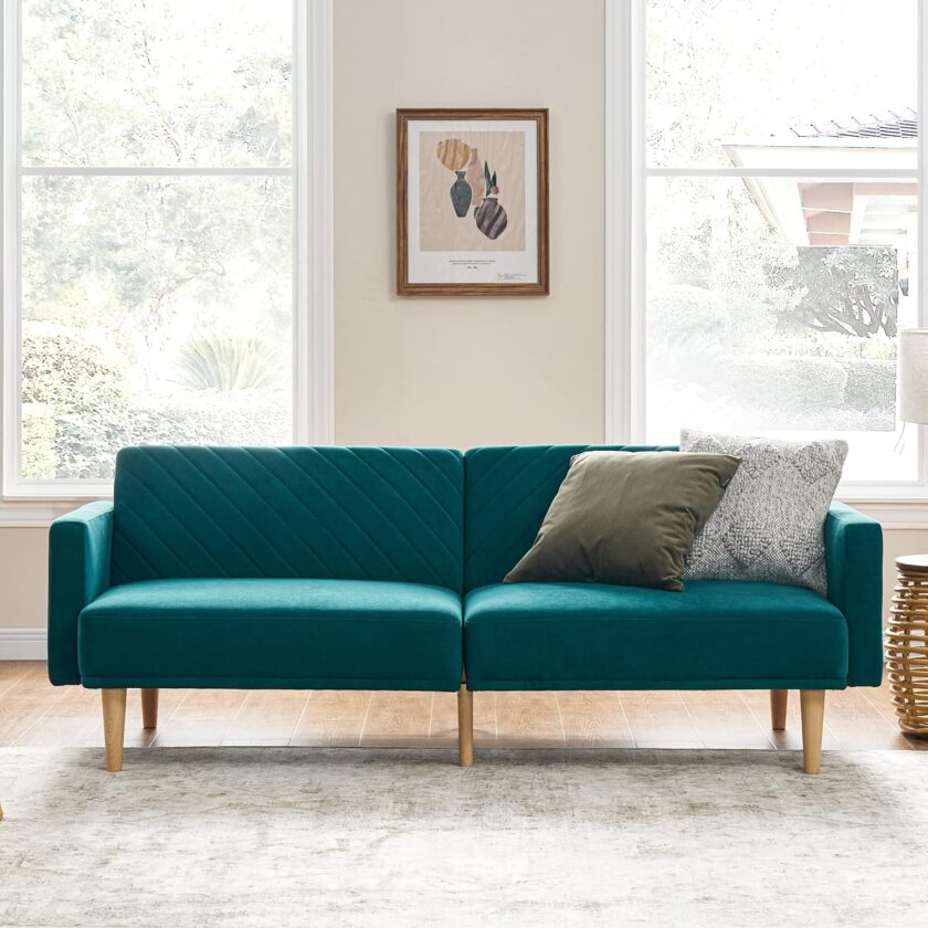 mopio Chloe Futon Sofa Bed, Convertible Sleeper Sofa with Tapered Wood Legs, 77.5" W, Small Splitback Sofa for Living Room, Twin - Image 13