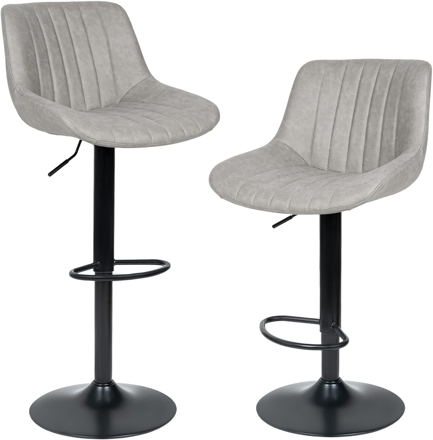 Nalupatio Bar Stools Set of 2 Adjustable Counter Height Morden Swivel Bar Stools with Backs Leather Seat Island Chairs for Home Kitchen White - Image 7