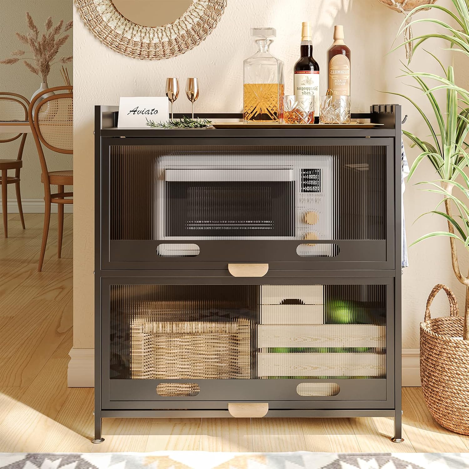 NETEL Bread Rack Coffee Station Microwave Rack Storage Rack, 5 Tier Kitchen Organizer Shelf for Dishes, Wine, Pots and Pans with 4 Hooks White and with of Brakeable Casters - Image 10