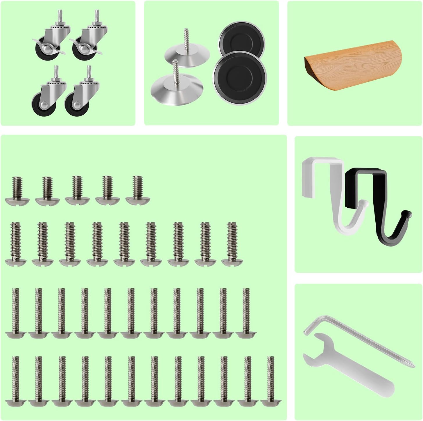 NETEL Bread Rack Coffee Station Microwave Rack Storage Rack, 5 Tier Kitchen Organizer Shelf for Dishes, Wine, Pots and Pans with 4 Hooks White and with of Brakeable Casters - Image 8