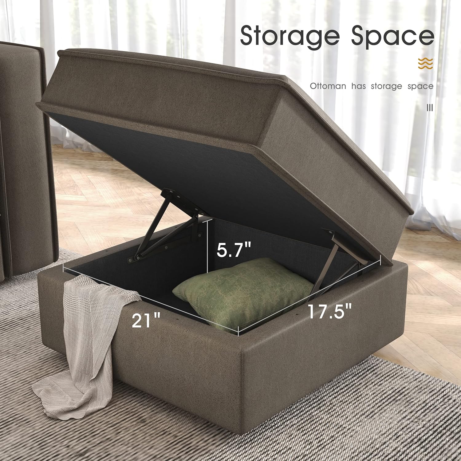 Nolany Modular Sectional Sofa, 2 Seat Convertible Sectional Couch, Reversible Loveseat Sofa with Storage Seats, Dark Grey - Image 6