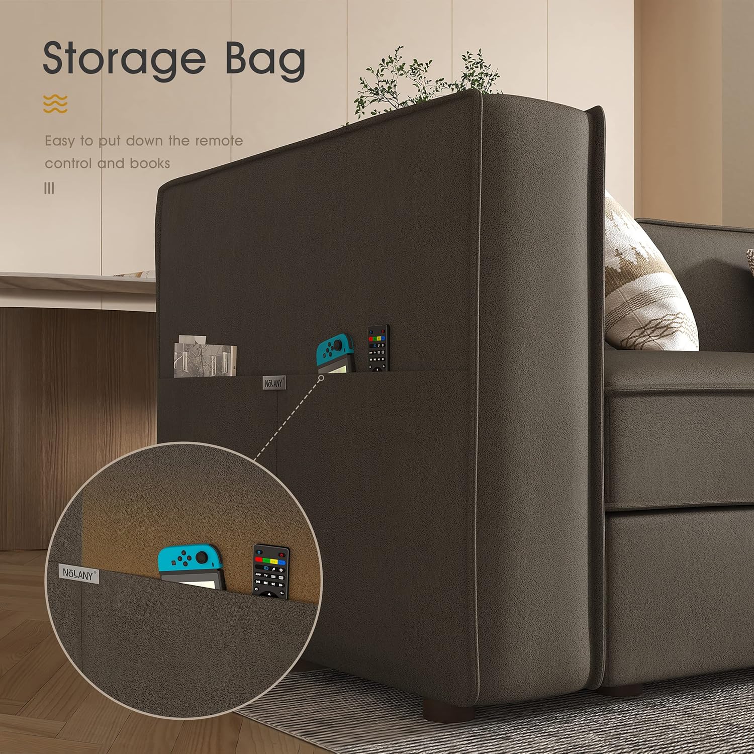 Nolany Modular Sectional Sofa, 2 Seat Convertible Sectional Couch, Reversible Loveseat Sofa with Storage Seats, Dark Grey - Image 9