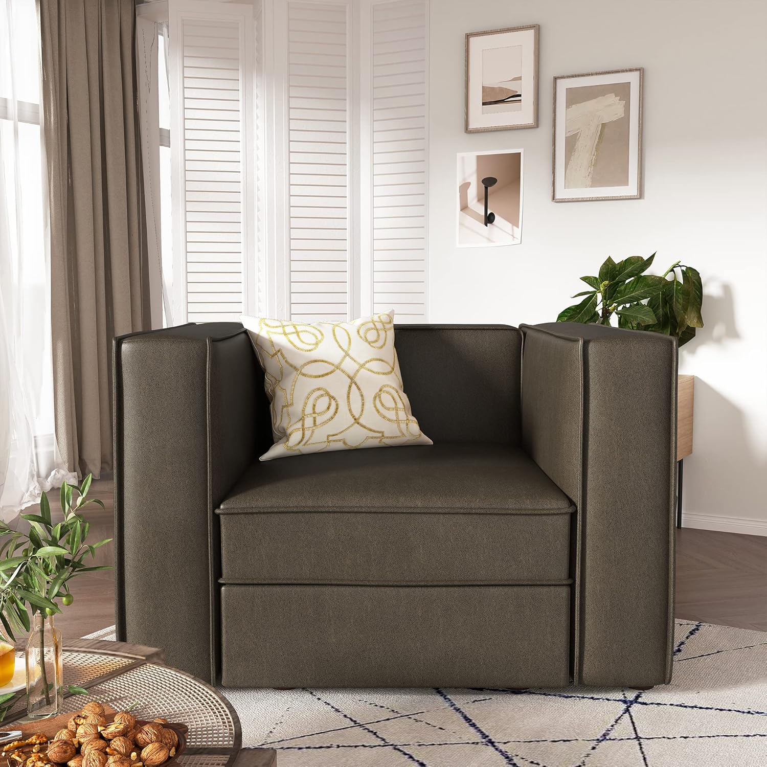 Nolany Modular Sectional Sofa, 2 Seat Convertible Sectional Couch, Reversible Loveseat Sofa with Storage Seats, Dark Grey - Image 10