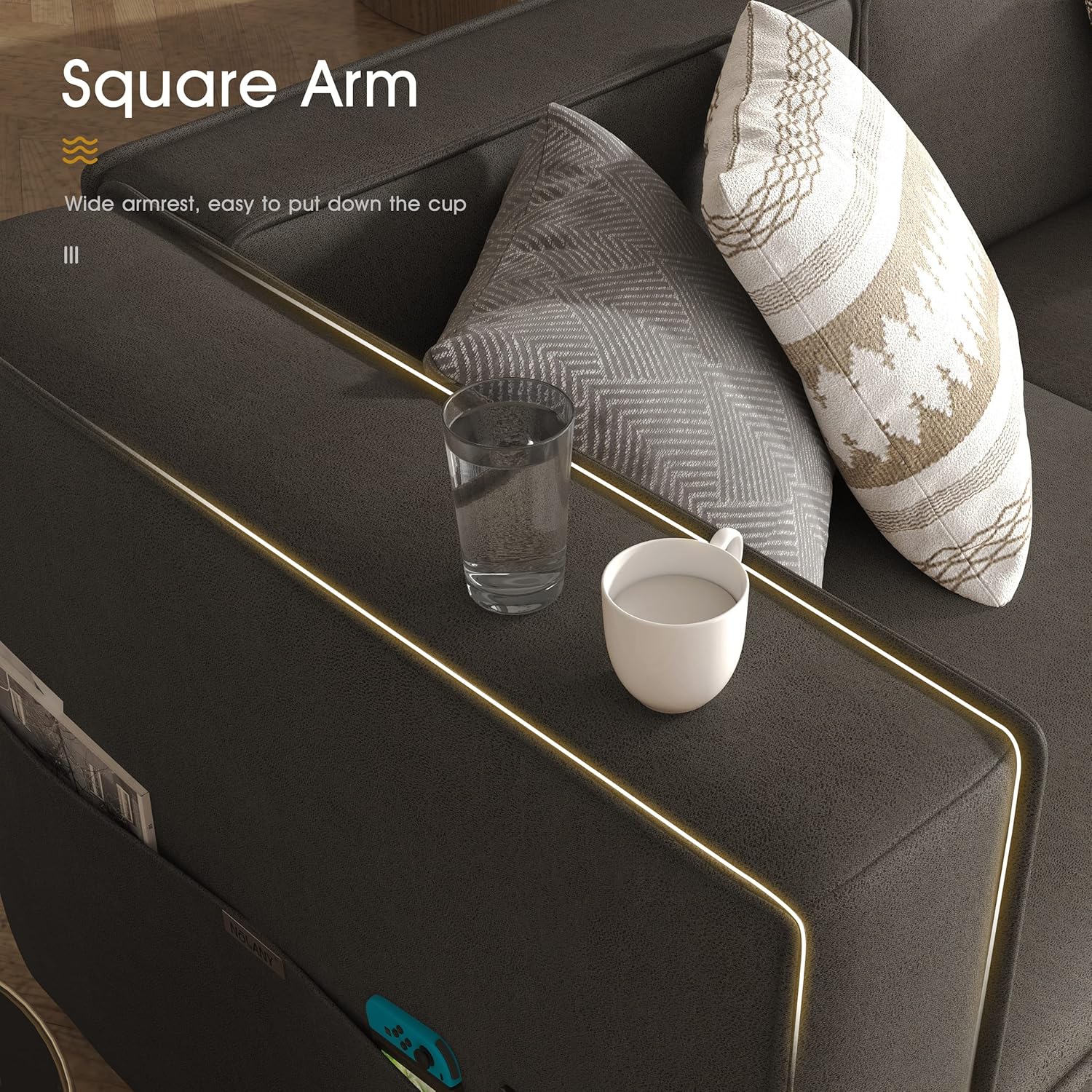 Nolany Modular Sectional Sofa, 2 Seat Convertible Sectional Couch, Reversible Loveseat Sofa with Storage Seats, Dark Grey - Image 7