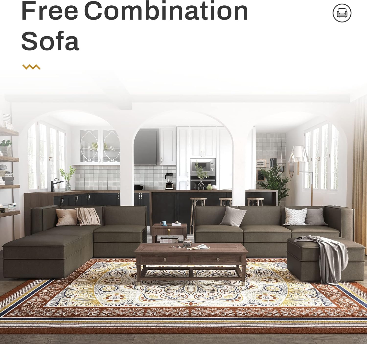 Nolany Modular Sectional Sofa, 2 Seat Convertible Sectional Couch, Reversible Loveseat Sofa with Storage Seats, Dark Grey - Image 4