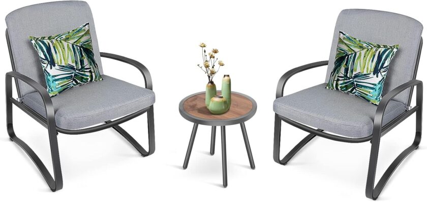 PAIQIAN 4-Pieces Patio Furniture Set Patio Furniture Outdoor Furniture Modern Conversation Set Bistro Set with Loveseat and Coffee Table for Courtyard, Lawn and Balcony (Grey) - Image 10
