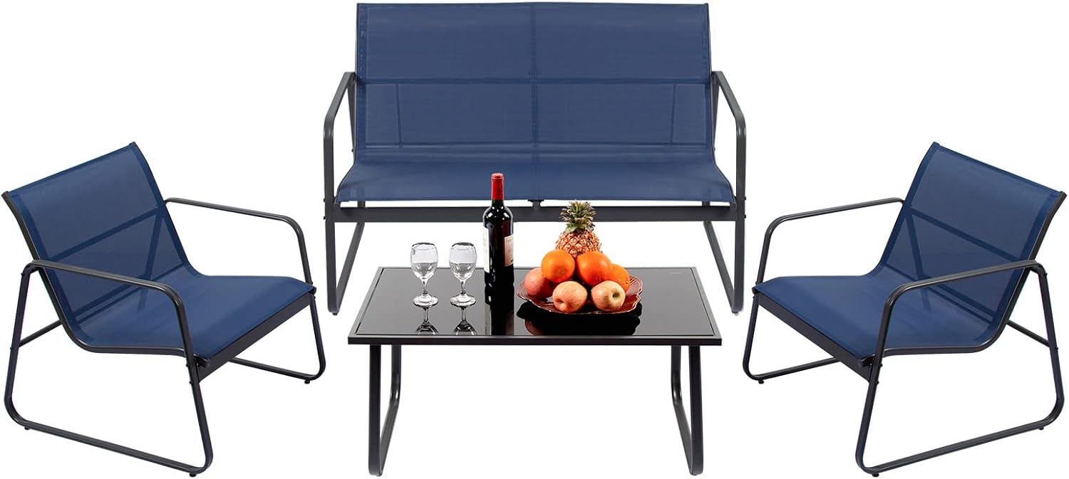 PAIQIAN 4-Pieces Patio Furniture Set Patio Furniture Outdoor Furniture Modern Conversation Set Bistro Set with Loveseat and Coffee Table for Courtyard, Lawn and Balcony (Grey) - Image 9