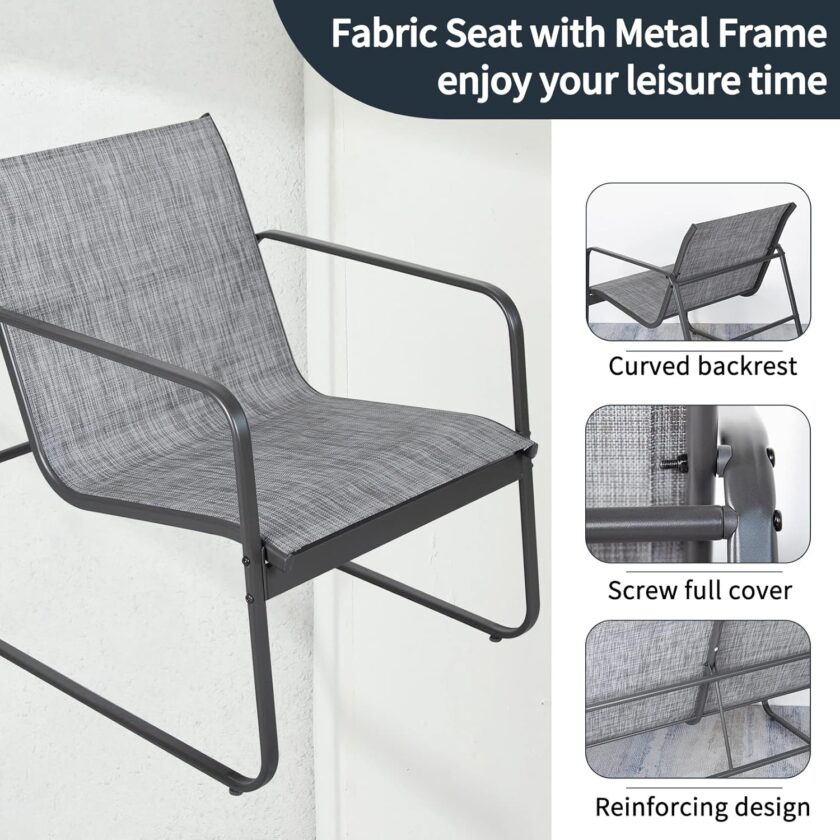 PAIQIAN 4-Pieces Patio Furniture Set Patio Furniture Outdoor Furniture Modern Conversation Set Bistro Set with Loveseat and Coffee Table for Courtyard, Lawn and Balcony (Grey) - Image 5