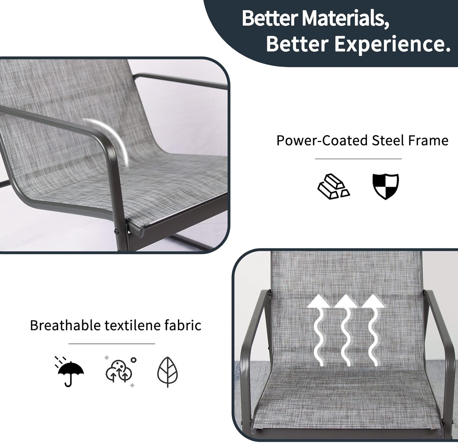 PAIQIAN 4-Pieces Patio Furniture Set Patio Furniture Outdoor Furniture Modern Conversation Set Bistro Set with Loveseat and Coffee Table for Courtyard, Lawn and Balcony (Grey) - Image 4