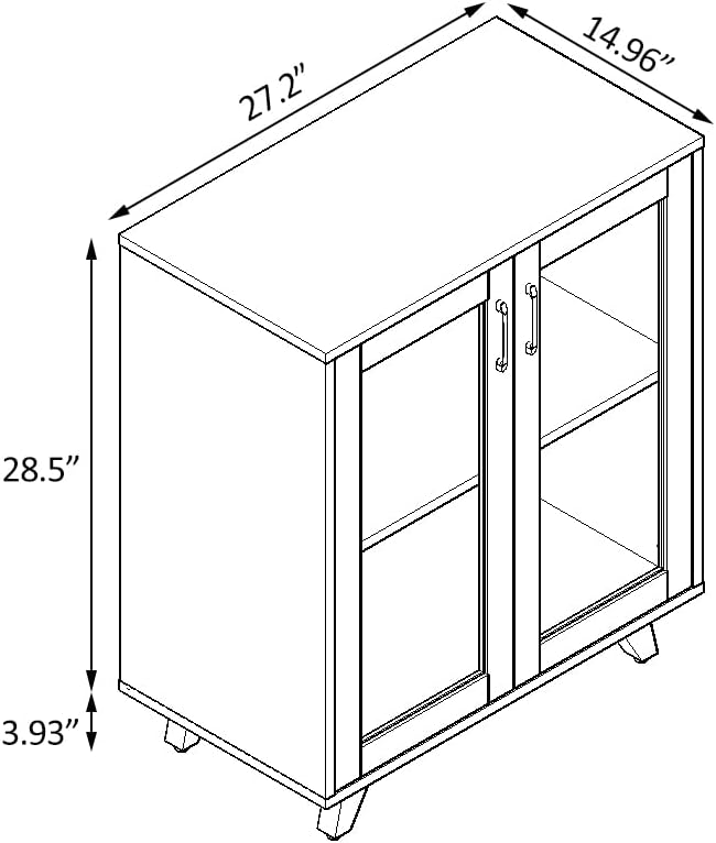 Panana Kitchen Buffet Server Table Accent Sideboard Cupboard Server Buffet Console Table with Doors Cabinet (27inch, White) - Image 3