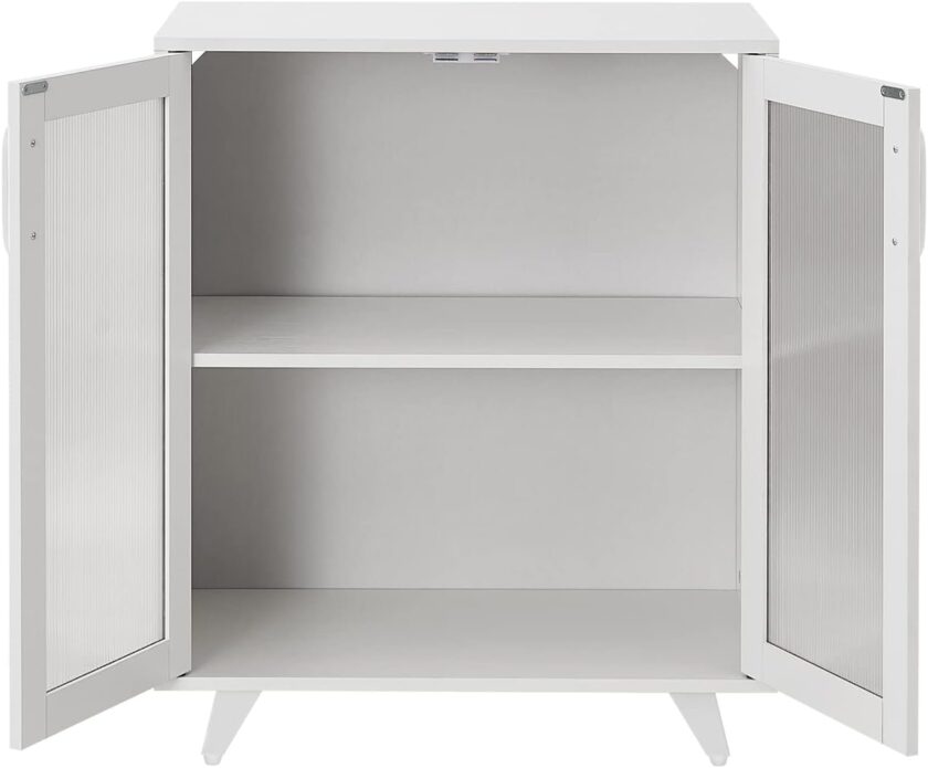 Panana Kitchen Buffet Server Table Accent Sideboard Cupboard Server Buffet Console Table with Doors Cabinet (27inch, White) - Image 7