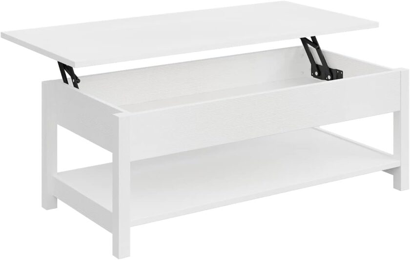 Panana Lift Top Coffee Table with Hidden Compartment & Open Storage Shelf, Lift Tabletop Farmhouse Table Pop Up Table for Living Room,Home Office Reception, 45.28" L x 21.16" W x 16.14" H (Black) - Image 8
