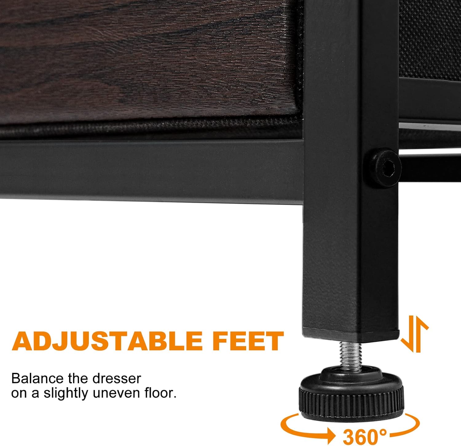 REAHOME 10 Drawer Dresser for Bedroom Faux Leather Chest of Drawers Fabric Dresser with Wooden Top Storage Organizer Unit for Living Room Hallway Entryway Closets (Rustic Brown) - Image 8