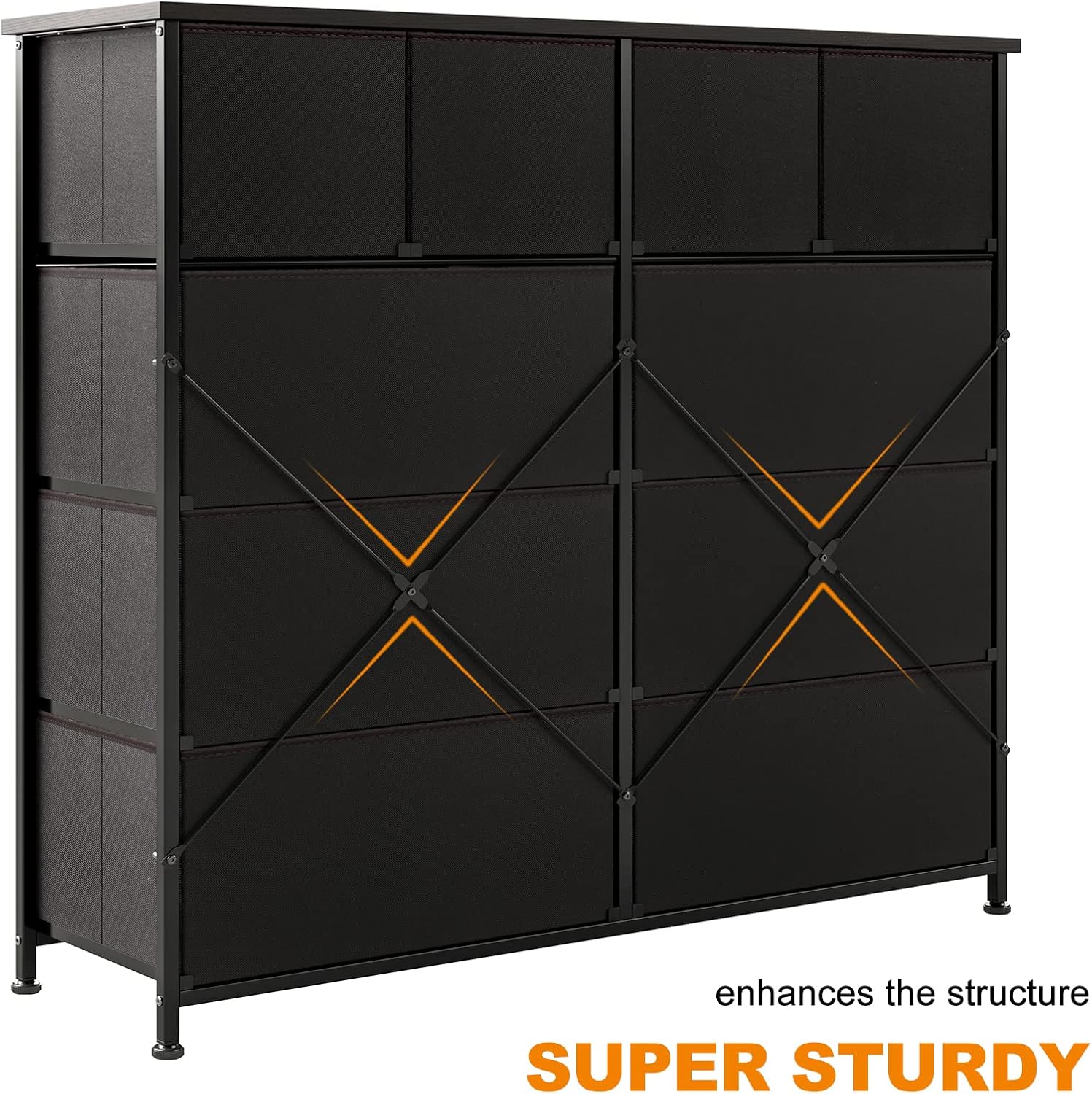 REAHOME 10 Drawer Dresser for Bedroom Faux Leather Chest of Drawers Fabric Dresser with Wooden Top Storage Organizer Unit for Living Room Hallway Entryway Closets (Rustic Brown) - Image 7