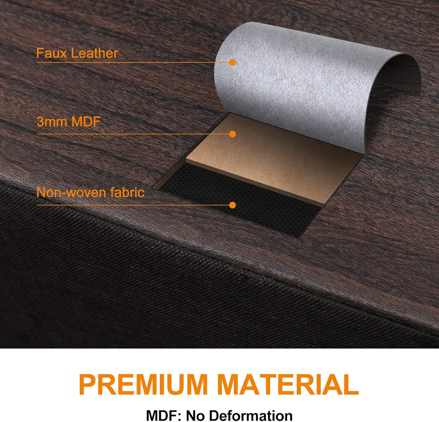 REAHOME 10 Drawer Dresser for Bedroom Faux Leather Chest of Drawers Fabric Dresser with Wooden Top Storage Organizer Unit for Living Room Hallway Entryway Closets (Rustic Brown) - Image 6