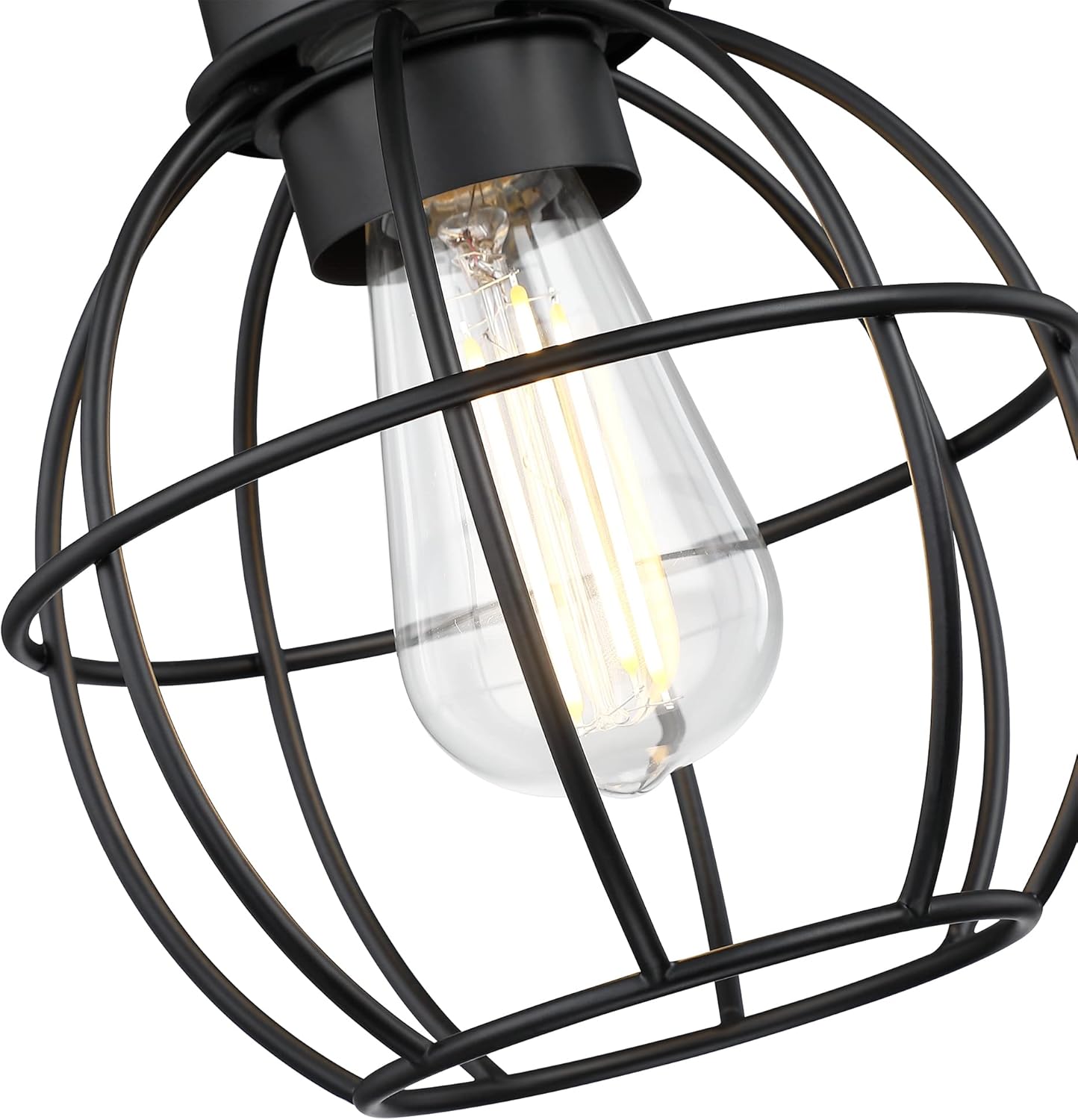Revtronic 00400 1-Light Flush Mount Ceiling Light Fixtures for Kitchen Hallway, Close to Ceiling Lighting, Industrial Farmhouse Cage Ceiling Lamp for Closet, Laundry, Living Room, 2 Pack - ETL Listed - Image 5