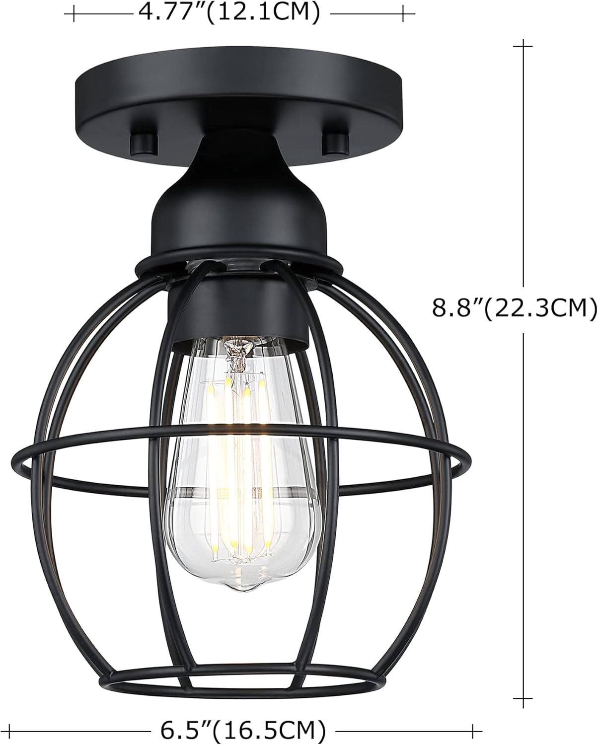 Revtronic 00400 1-Light Flush Mount Ceiling Light Fixtures for Kitchen Hallway, Close to Ceiling Lighting, Industrial Farmhouse Cage Ceiling Lamp for Closet, Laundry, Living Room, 2 Pack - ETL Listed - Image 2