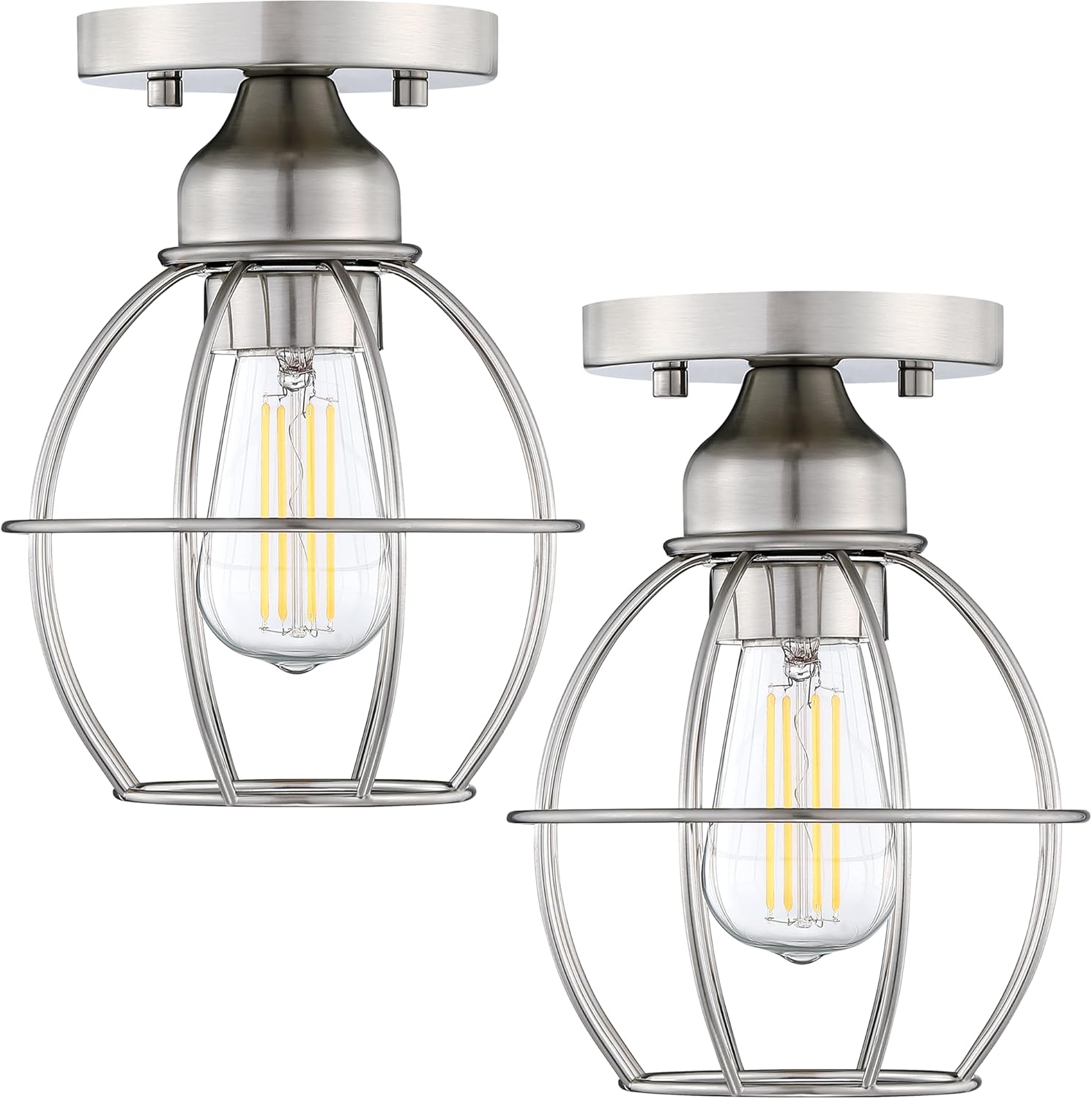 Revtronic 00400 1-Light Flush Mount Ceiling Light Fixtures for Kitchen Hallway, Close to Ceiling Lighting, Industrial Farmhouse Cage Ceiling Lamp for Closet, Laundry, Living Room, 2 Pack - ETL Listed - Image 10