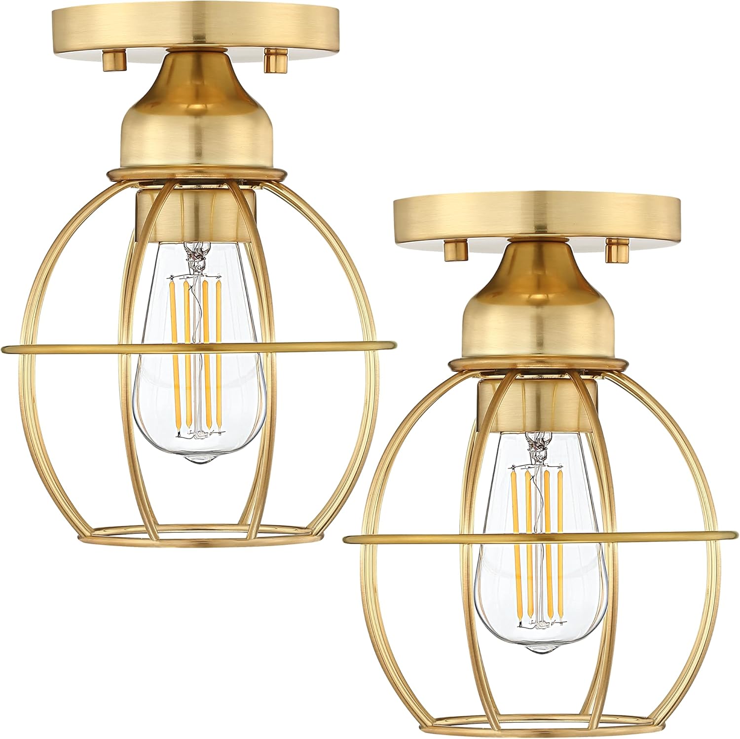 Revtronic 00400 1-Light Flush Mount Ceiling Light Fixtures for Kitchen Hallway, Close to Ceiling Lighting, Industrial Farmhouse Cage Ceiling Lamp for Closet, Laundry, Living Room, 2 Pack - ETL Listed - Image 9