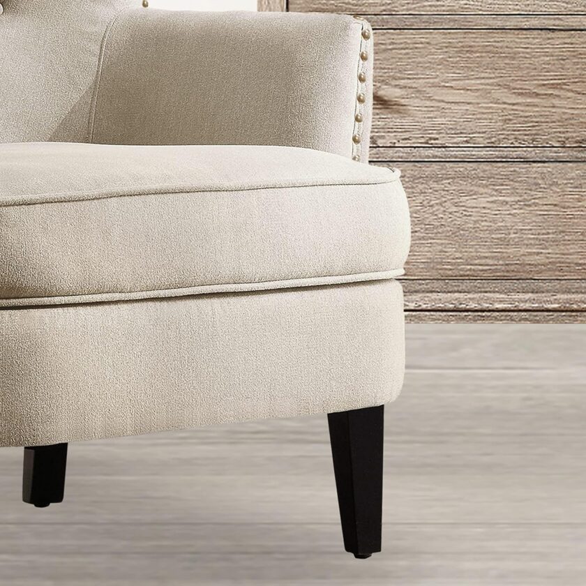 Rosevera Atlas Furniture Reading Arm Living Room Comfy Small Accent Chairs for Bedroom, Standard, Velvet Pearl Beige - Image 4