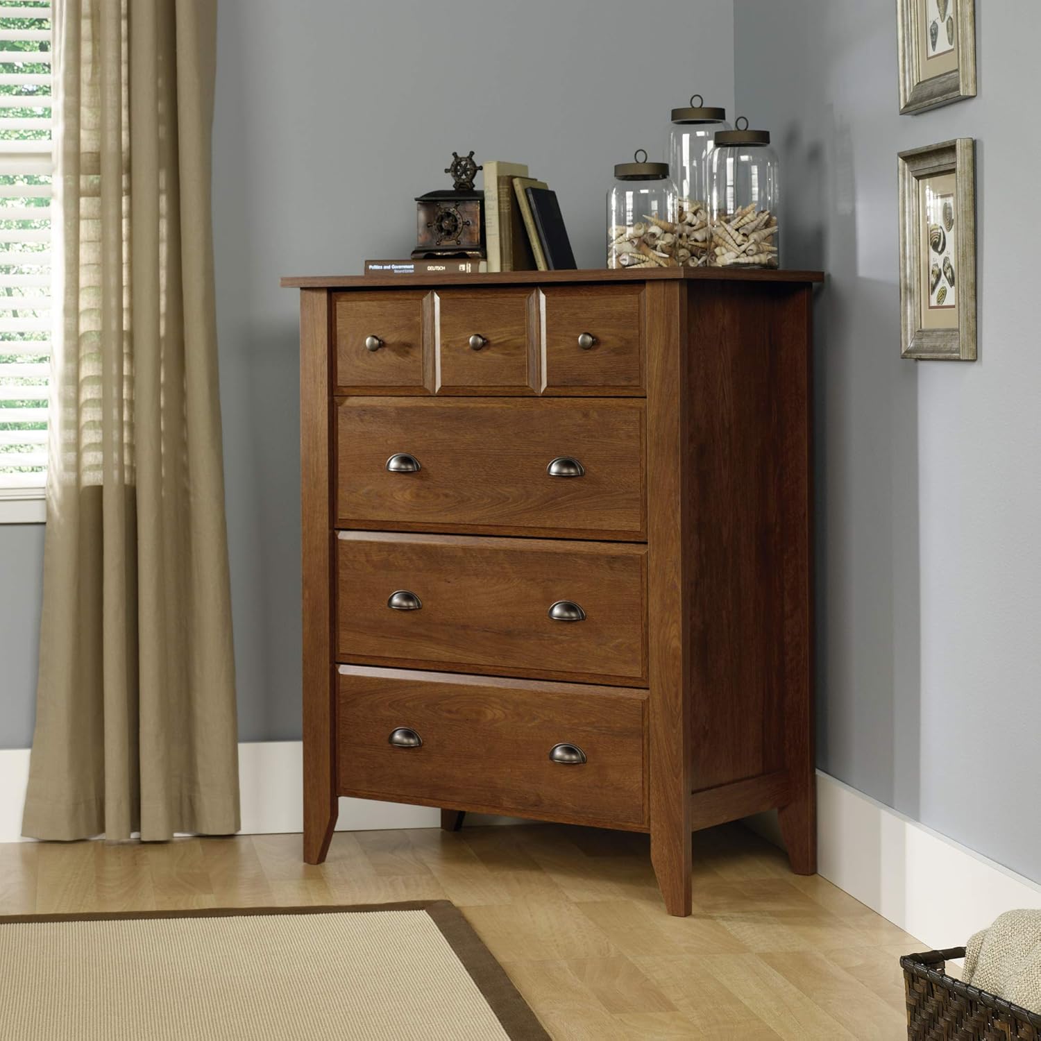 Sauder Shoal Creek 4-Drawer Chest, L: 34.72" x W: 18.58" x H: 42.68", Oiled Oak finish - Image 2