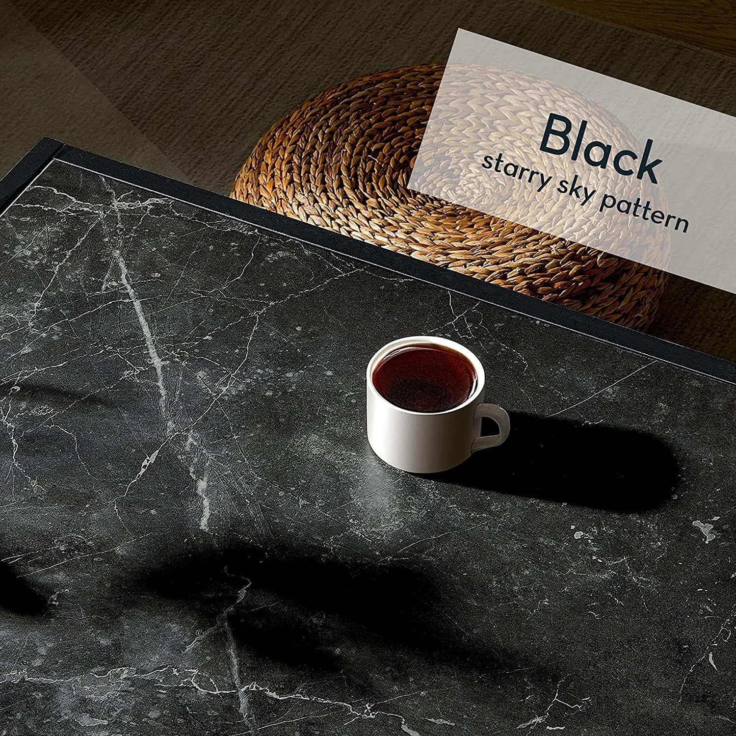 SAYGOER Black Coffee Table Small Square Coffee Tables Simple Modern Center Table for Living Room Home Office 27.6 * 27.6 * 15.7Inch, Easy Assembly, Black Faux Marble - Image 2