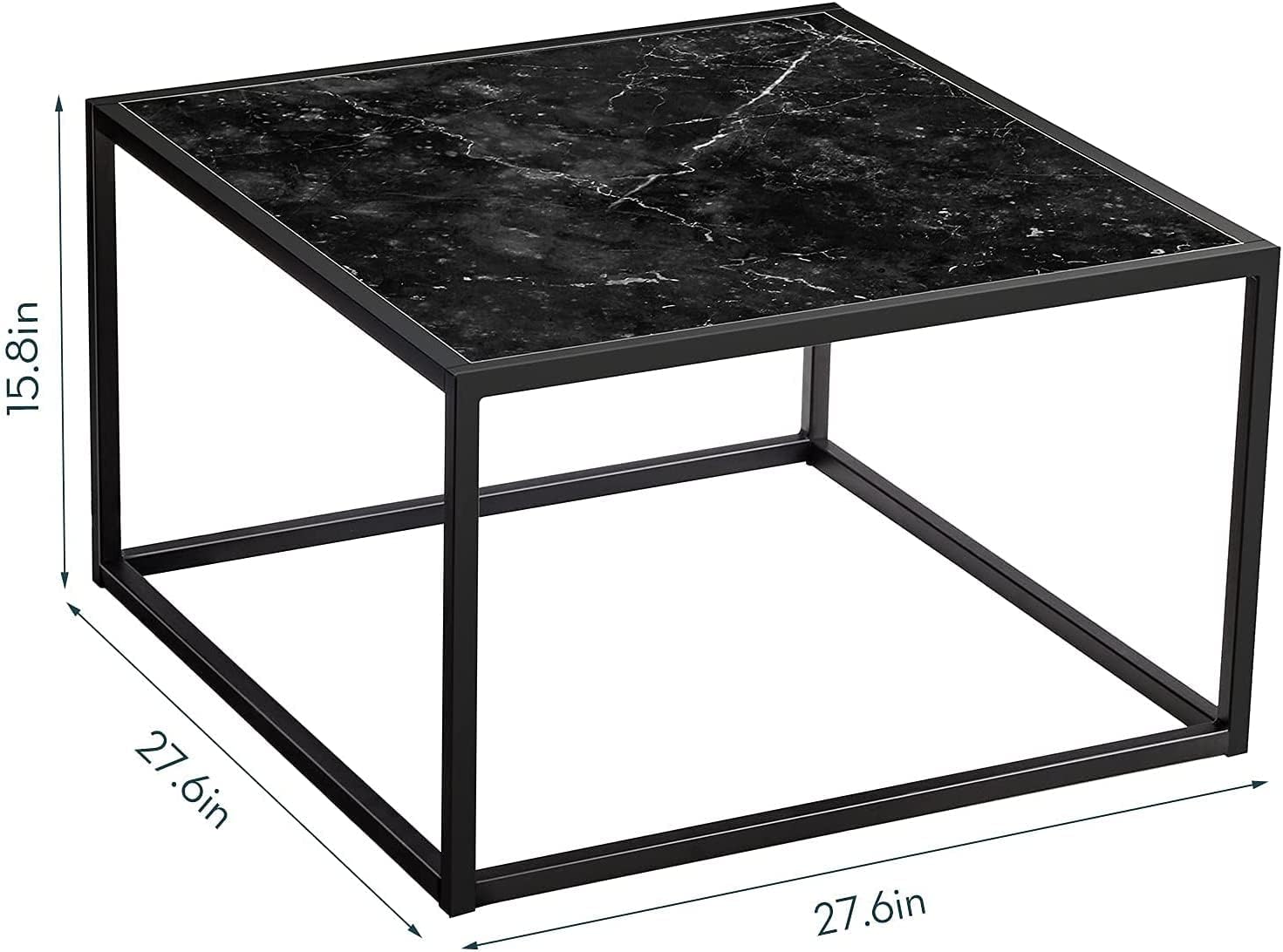 SAYGOER Black Coffee Table Small Square Coffee Tables Simple Modern Center Table for Living Room Home Office 27.6 * 27.6 * 15.7Inch, Easy Assembly, Black Faux Marble - Image 4