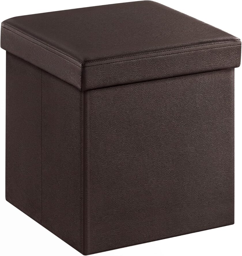 SONGMICS 43 Inches Folding Storage Ottoman Bench, Storage Chest, Footrest, Coffee Table, Padded Seat, Faux Leather, Holds up to 660 lb, Black ULSF701 - Image 12