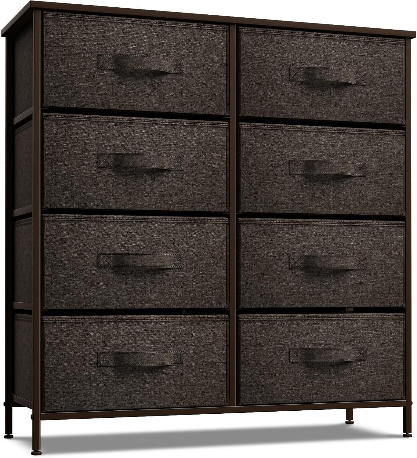 Sorbus Dresser with 8 Drawers - Furniture Storage Chest Tower Unit for Bedroom, Hallway, Closet, Office Organization - Steel Frame, Wood Top, Easy Pull Fabric Bins (White\/Gray) - Image 9
