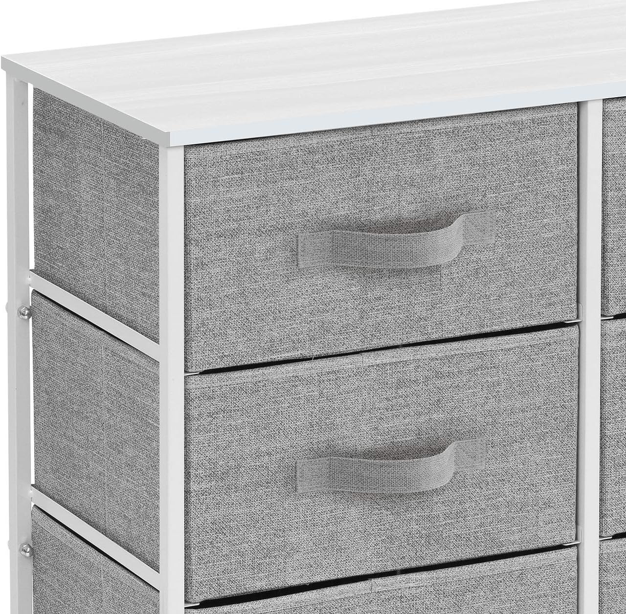 Sorbus Dresser with 8 Drawers - Furniture Storage Chest Tower Unit for Bedroom, Hallway, Closet, Office Organization - Steel Frame, Wood Top, Easy Pull Fabric Bins (White\/Gray) - Image 7