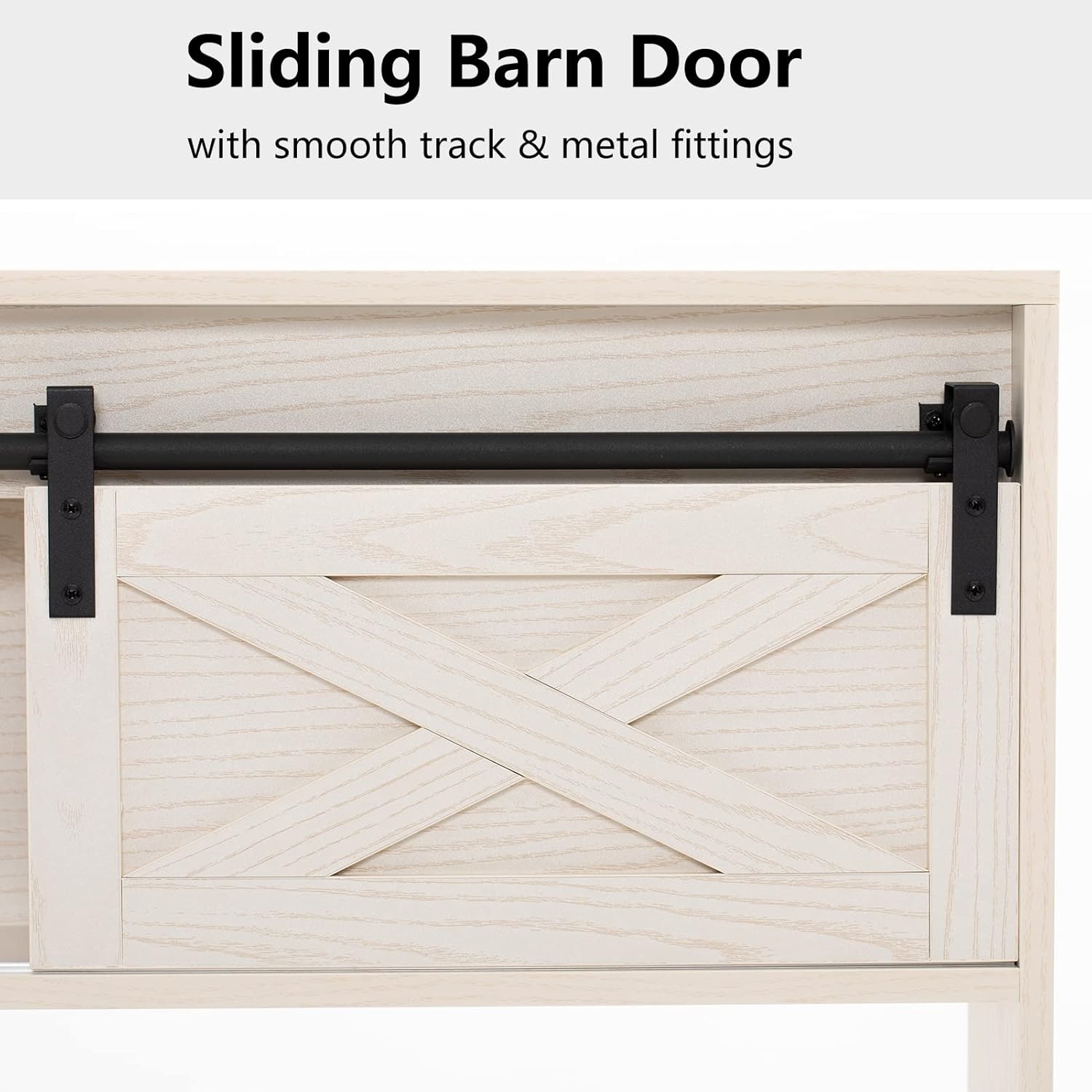 SOSPIRO Farmhouse Over The Toilet Storage with Sliding Barn Door, Freestanding Bathroom Organizer Over Toilet Storage Cabinet Shelf Space Saver Rack for Restroom, Laundry, White - Image 4