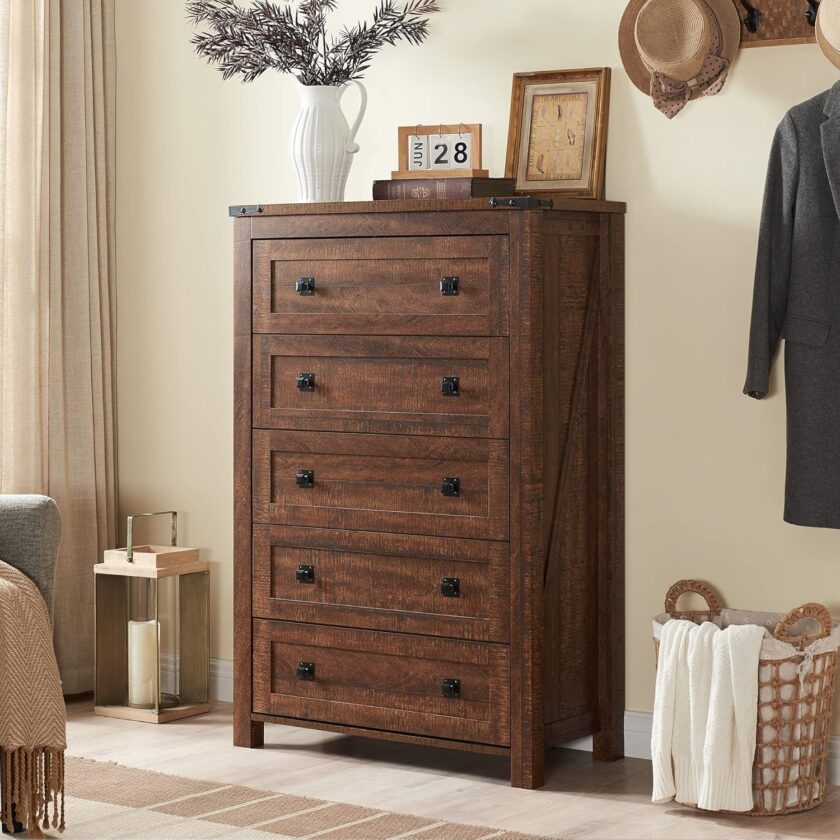T4TREAM Farmhouse 6 Drawers Dresser Chests for Bedroom, Wood Rustic Wide Chset of Drawers,Storage Dressers Organizer for Bedroom, Living Room,Hallway, Light Rustic Oak - Image 12