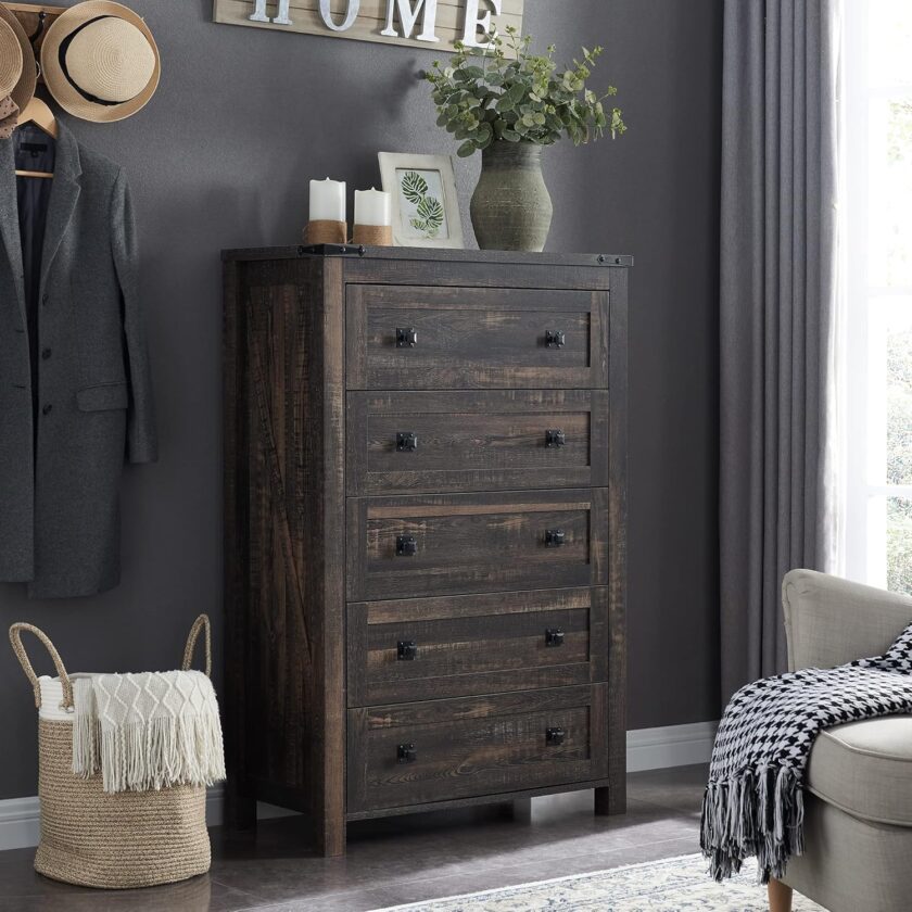 T4TREAM Farmhouse 6 Drawers Dresser Chests for Bedroom, Wood Rustic Wide Chset of Drawers,Storage Dressers Organizer for Bedroom, Living Room,Hallway, Light Rustic Oak - Image 16
