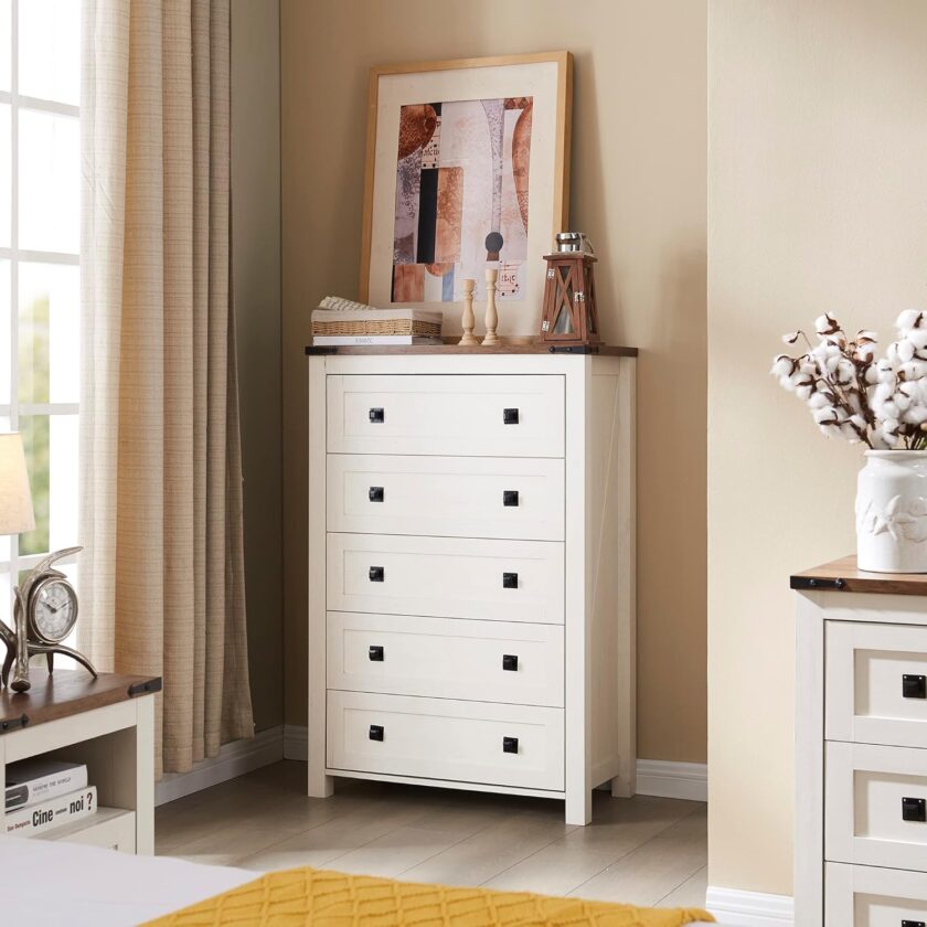 T4TREAM Farmhouse 6 Drawers Dresser Chests for Bedroom, Wood Rustic Wide Chset of Drawers,Storage Dressers Organizer for Bedroom, Living Room,Hallway, Light Rustic Oak - Image 11